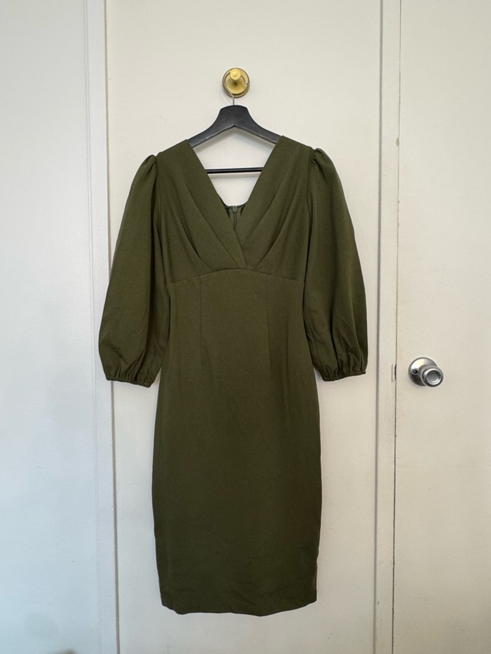 Vixen by Micheline Pitt Olive Green Bawdy Wiggle Dress with Belt Size S - Picture 3 of 6